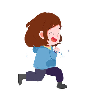 卡通小女孩跑步元素GIF动态图小女孩跑步表情包